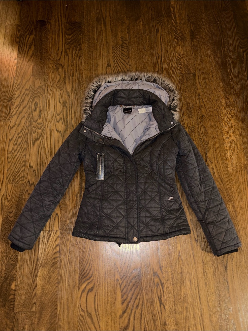 NWT VINTAGE MISS SIXTY Y2K Deadstock Quilted Faux Fur Hooded Jacket